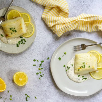 Halibut In A Lemon Mustard And Caper Sauce