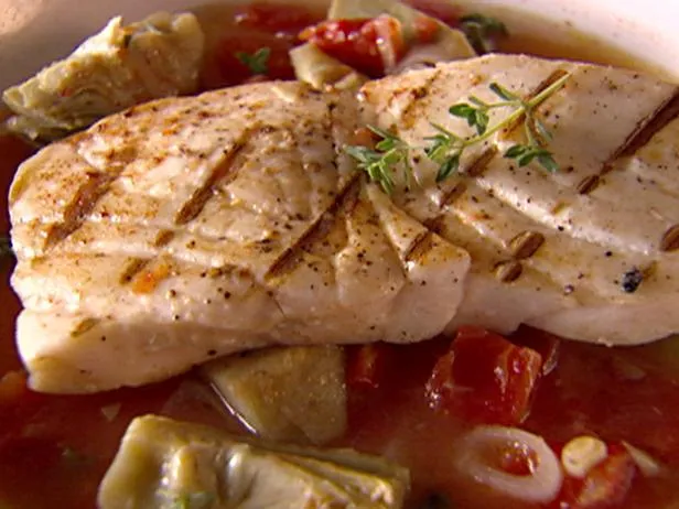 Halibut In Artichoke And Tomato Broth