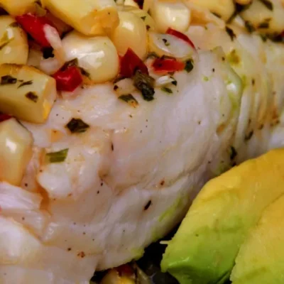 Halibut With Corn And Lime Cilantro Butter