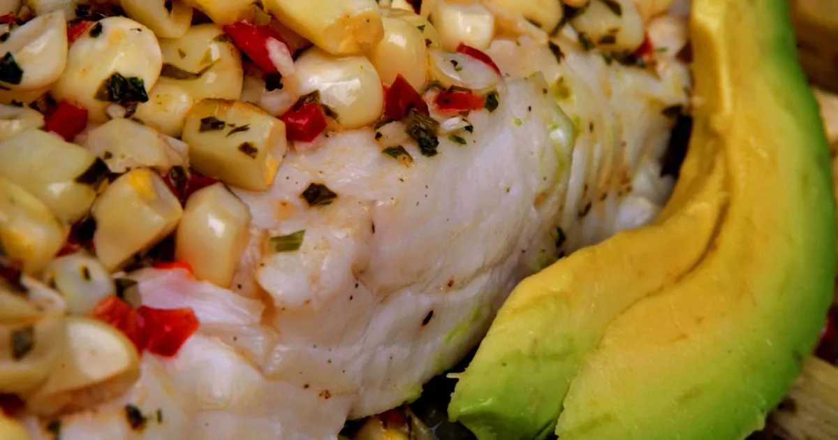 Halibut With Corn And Lime Cilantro Butter