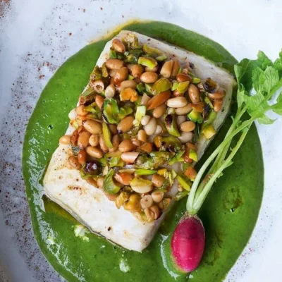 Halibut With Pine Nut And Parmesan Crust