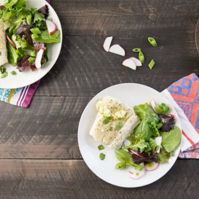 Halibut With Sugar Snap Pea Salad