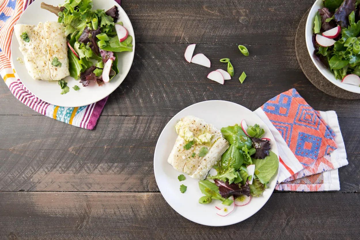 Halibut With Sugar Snap Pea Salad