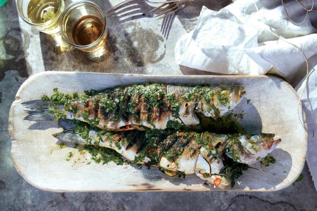 Halibut with Fresh Garden Vegetable Topping