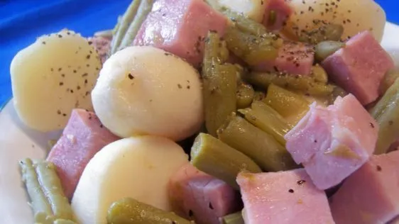 Ham, Green Beans And Potatoes Crock Pot