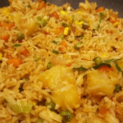 Hawaiian-Inspired Vegetarian Fried Rice With Plant-Based Ham