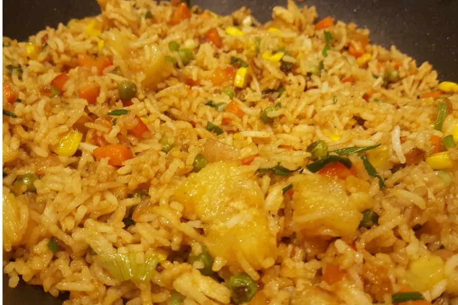 Hawaiian-Inspired Vegetarian Fried Rice with Plant-Based Ham