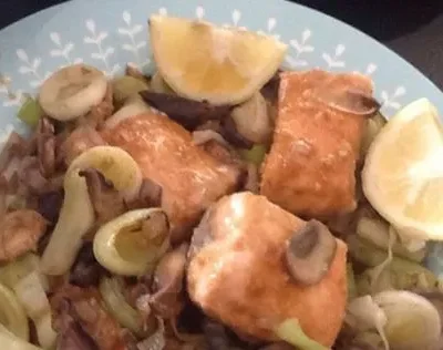 Healthy Steamed Salmon Recipe With Savory Mushrooms And Leeks