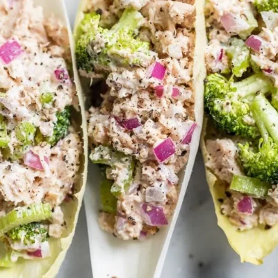 Healthy Tuna Salad In Crisp Endive Leaves - Easy Low-Carb Recipe