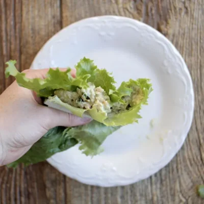 Healthy Tuna And Avocado Lettuce Wraps With Creamy Yogurt Dressing