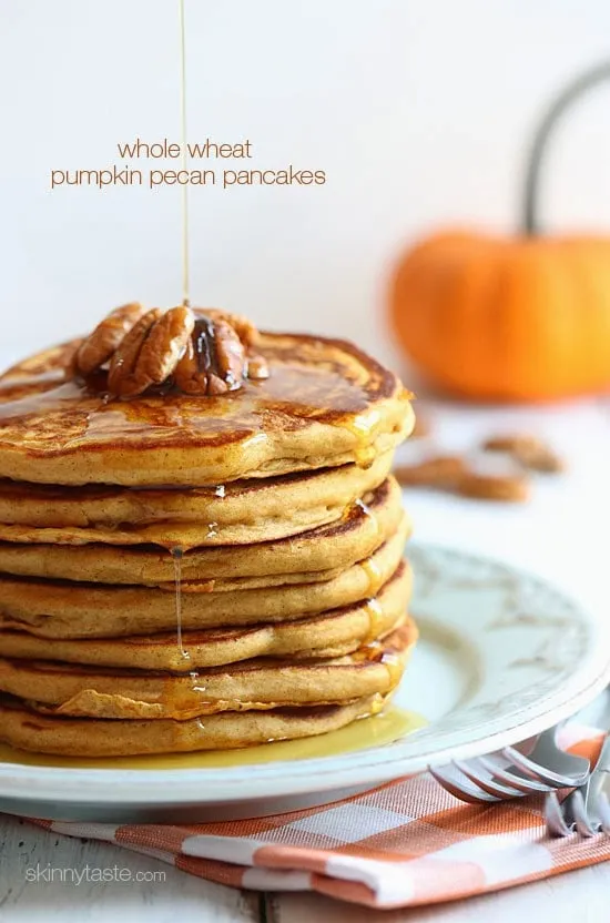 Healthy Whole Wheat Pumpkin Pecan Pancakes Recipe