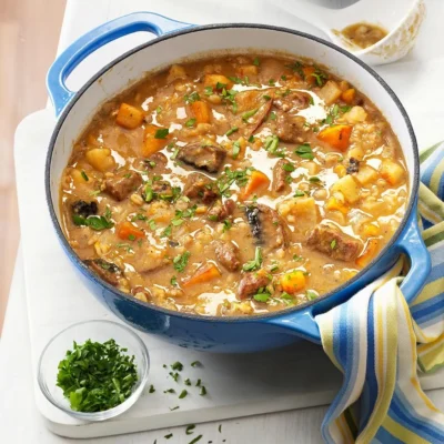 Hearty Beef And Barley Soup With Root Vegetables