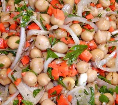 Hearty Chickpea And Shallot Salad With A Red Wine Vinaigrette