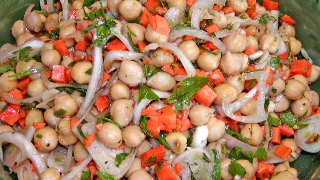 Hearty Chickpea and Shallot Salad with a Red Wine Vinaigrette