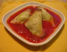 Herbed Ricotta Won Tons W/ Spicy Tomato Sauce
