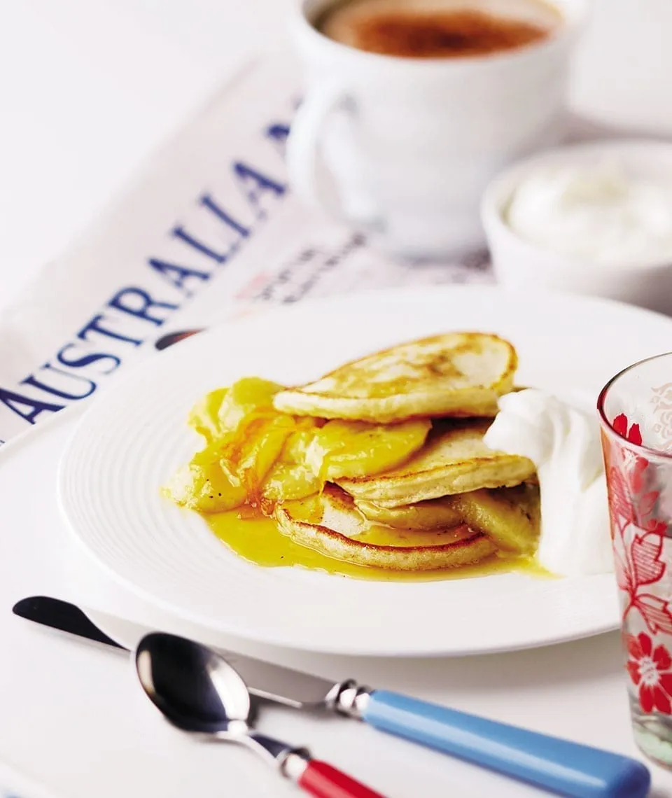 Honeyed Banana And Walnut Pancakes