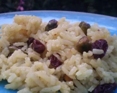 Indian Sweet Saffron Rice With Raisins And