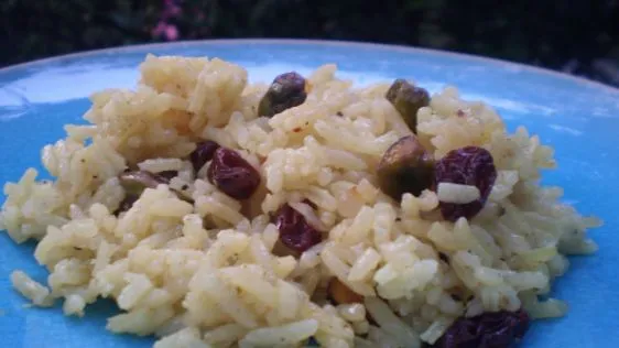 Indian Sweet Saffron Rice With Raisins And