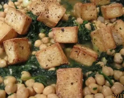 Indian Tofu And Spinach Over Almond Rice