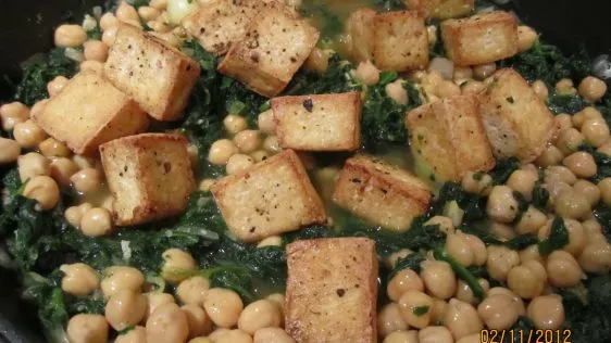 Indian Tofu And Spinach Over Almond Rice