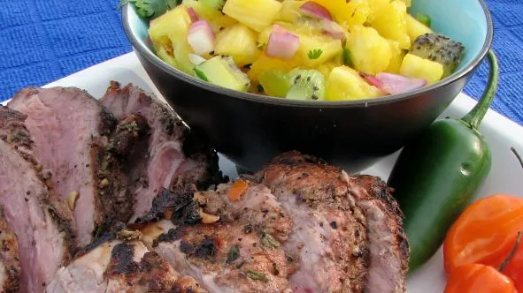 Jamaican Jerk Grilled Pork Tenderloin with Charred Pineapple