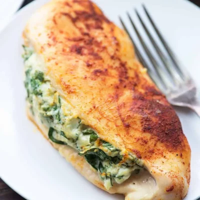 Juicy Chicken Breast Stuffed With Creamy Spinach Filling