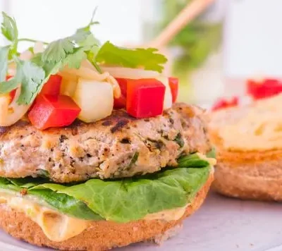 Juicy Thai-Inspired Turkey Burgers With Crunchy Cucumber Pepper Relish