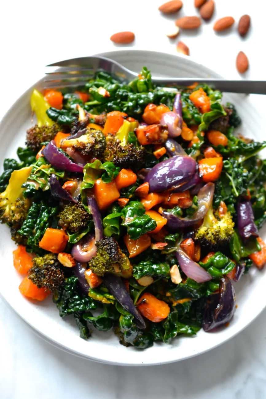 Kale And Butternut Squash Salad With Pears And Almonds