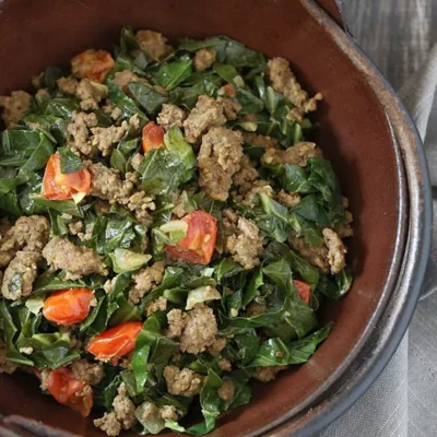 Kenyan Braised Collard Greens And Ground Beef Sukuma Wiki