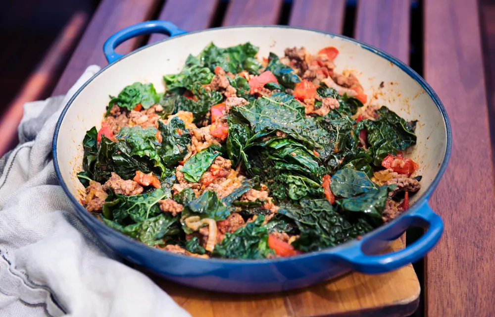 Kenyan Braised Collard Greens And Ground Beef Sukuma Wiki