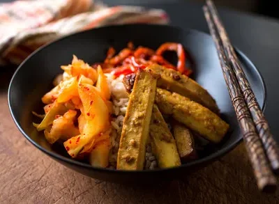 Kimchi-Infused Spicy Tofu Rice Bowl Recipe