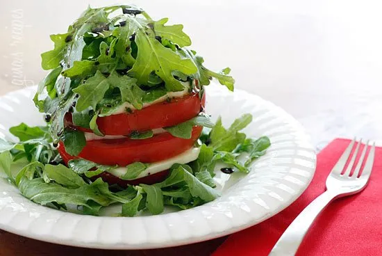 Layered Caprese Salad with Arugula Twist