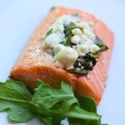 Lemon And Basil Salmon With Goats Cheese