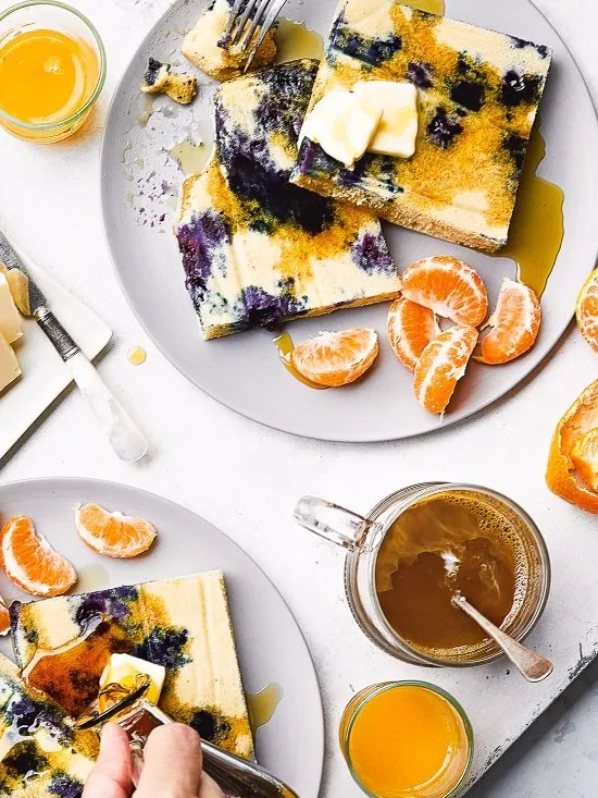 Lemon Blueberry Buttermilk Sheet Pan Pancakes