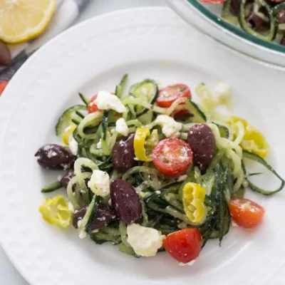 Lemon Feta Greek Cucumber Noodle Salad