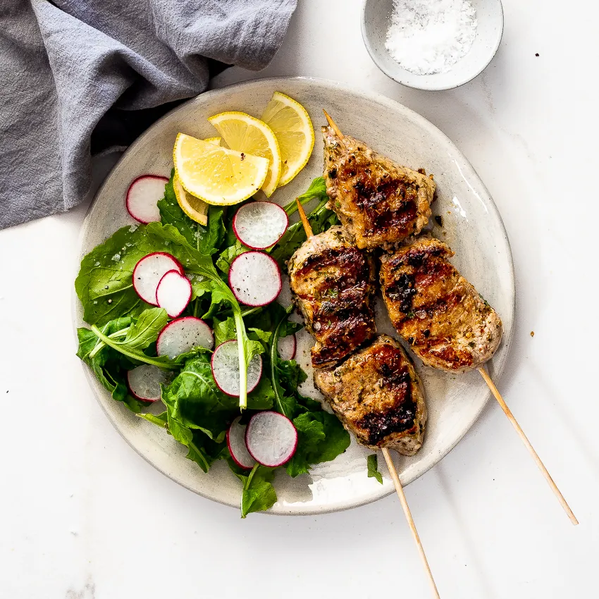 Lemon Garlic Pork Kebabs