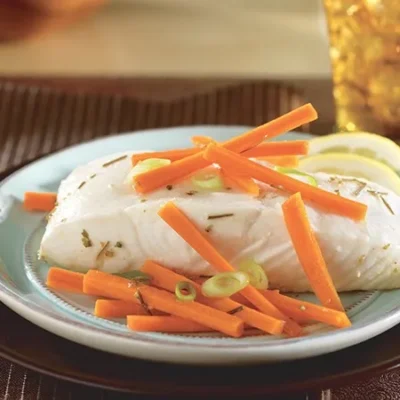 Lemon Poached Halibut With Carrots For 2