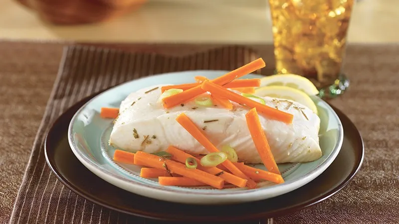 Lemon Poached Halibut With Carrots For 2