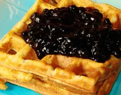 Lemon-Poppy Seed Waffles With Blueberry