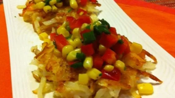 Lemony Shrimp And Potato Cakes With Tricolor