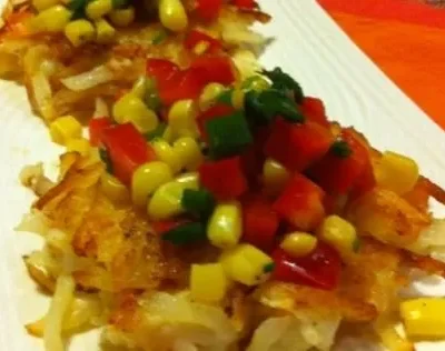 Lemony Shrimp And Potato Cakes With Tricolor