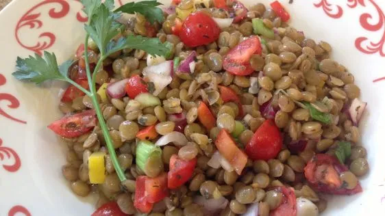 Lentil Salad With Tomatoes, Dill And Basil