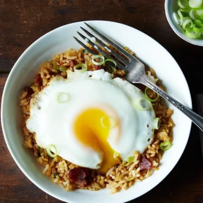 Lentils And Rice With Eggs And Bacon