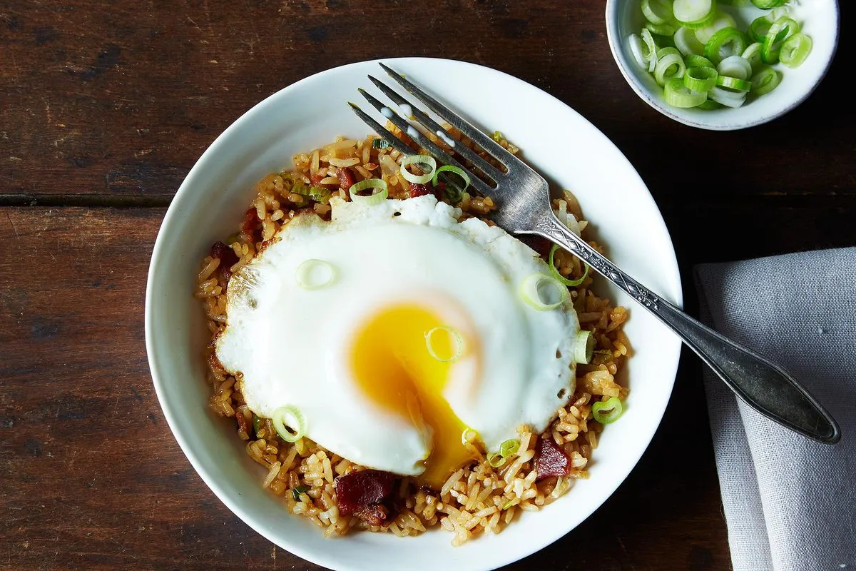 Lentils And Rice With Eggs And Bacon