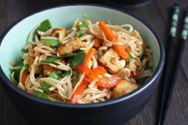 Lo Mein With Tofu, Snow Peas And Carrots