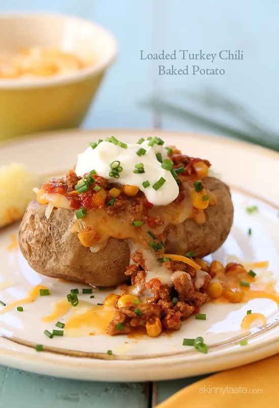 Loaded Turkey Chili Baked Potato