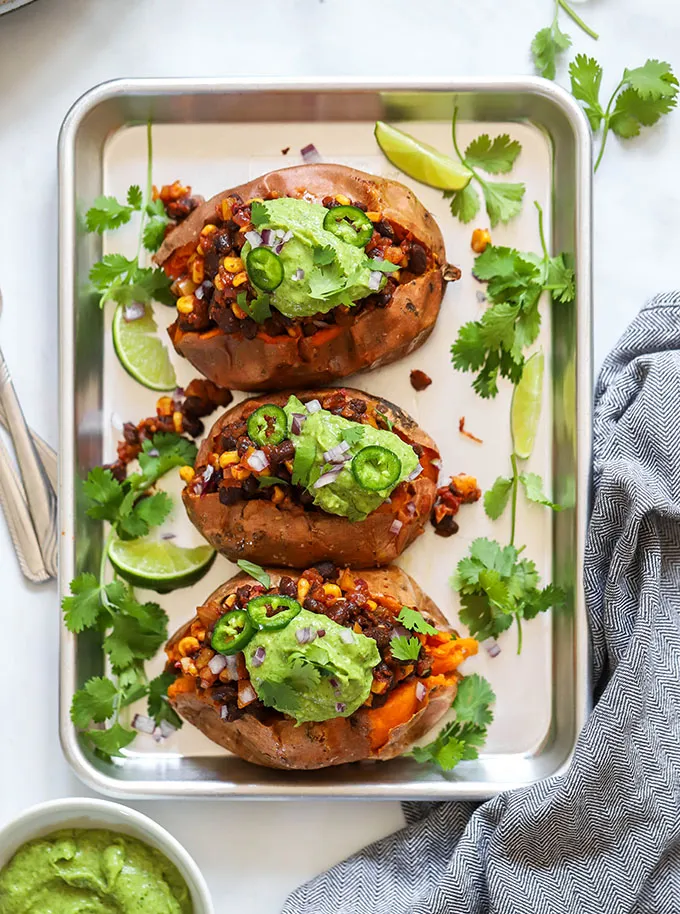 Loaded Vegetarian Baked Sweet Potato