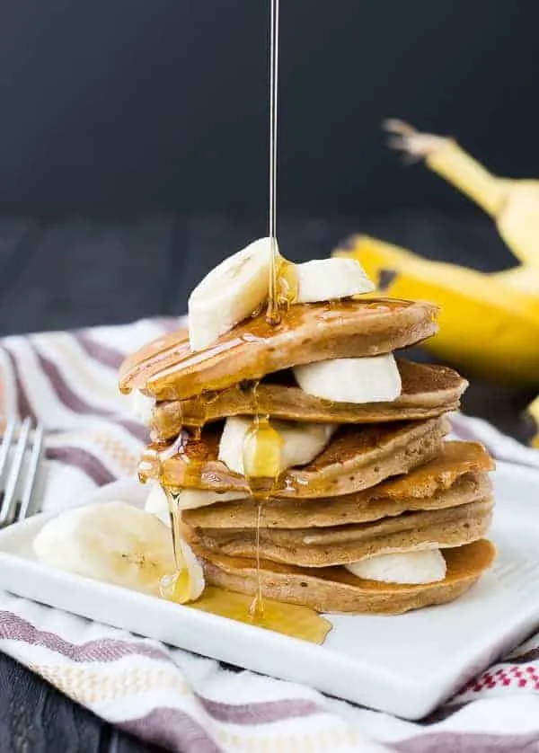 Low Fat Whole Wheat Banana Pancakes