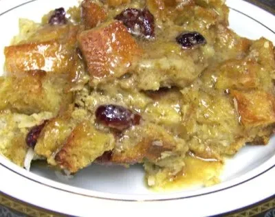 Mango Coconut Bread Pudding With Rum Sauce