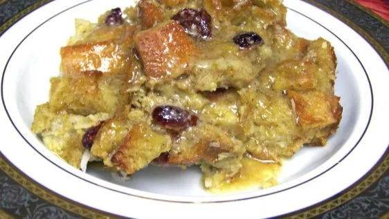 Mango Coconut Bread Pudding With Rum Sauce